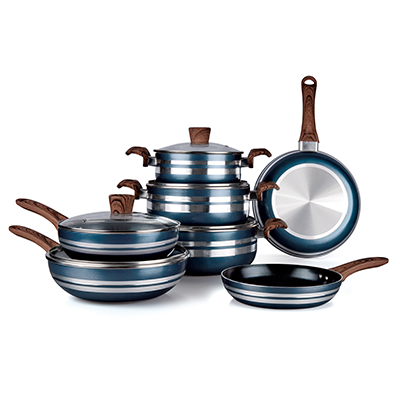 Foctory price aluminum non-stick pot sets with glass lid