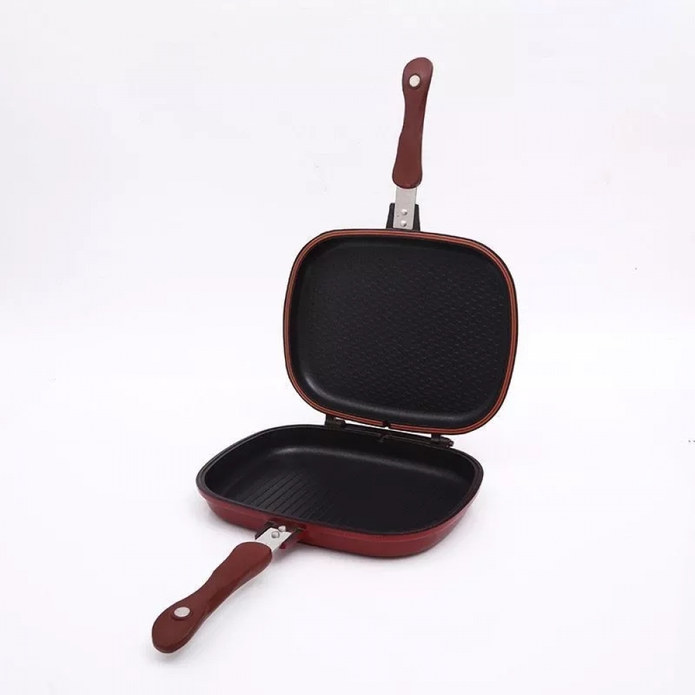 Cast-iron double-sided grilling pan