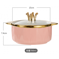 Crown lid ceramic bowl